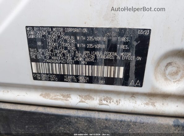 JTMABABA6PA019327 2023 SUBARU SOLTERRA White 