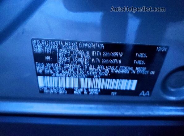 JTMABACA7SA092830 2025 TOYOTA LE Cream VIN sticker view