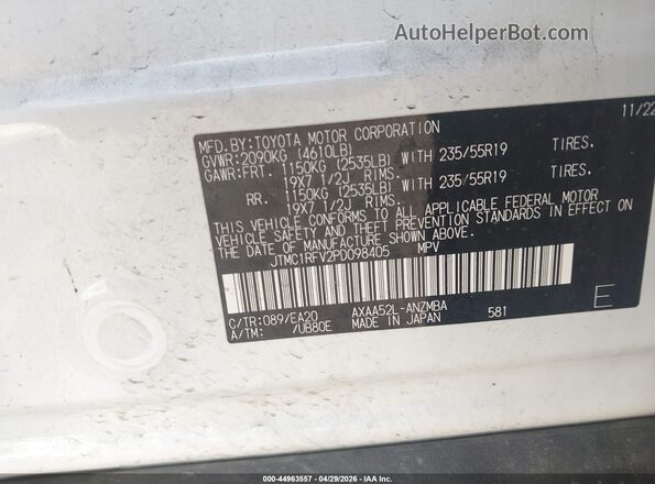 JTMC1RFV2PD098405 2023 TOYOTA LE White 