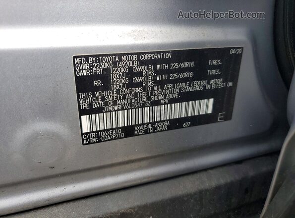 JTMDWRFV6LD547133 2020 TOYOTA LIMITED Silver 360 interior view
