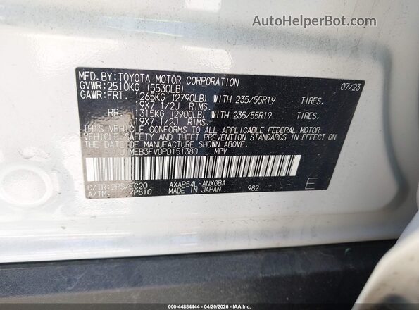 JTMEB3FV0PD151380 2023 TOYOTA RAV4 PRIME White Շարժիչի բաժամունքի տեսք