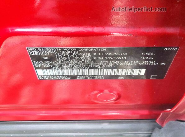 JTMJFREVXJD253123 2018 TOYOTA RAV4 Red ძრავის განყოფილების ხედი