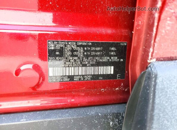 JTMP1RFVXLD053126 2020 TOYOTA LE Красный Вид подкапотного пространства