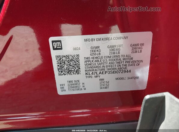 KL47LAEP3SB072944 2025 BUICK OTHER Red Widok komory silnika