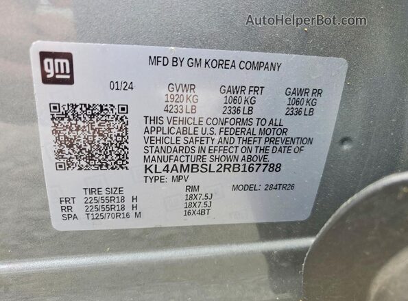 KL4AMBSL2RB167788 2024 BUICK ENCORE Silver Вид наклейки з VIN-кодом