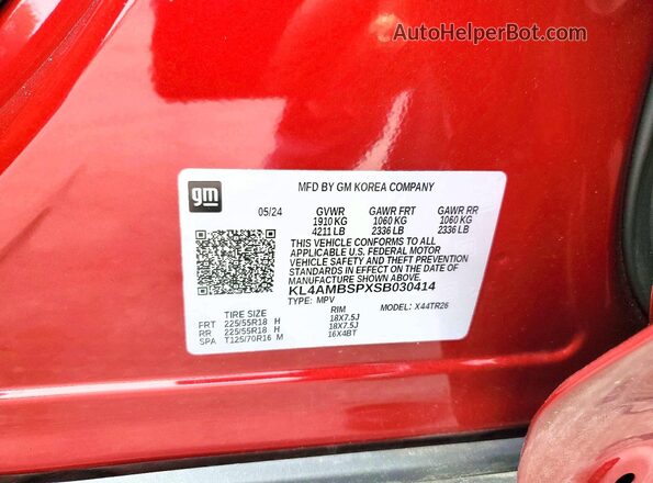 KL4AMBSPXSB030414 2025 BUICK ENCORE Красный Вид подкапотного пространства