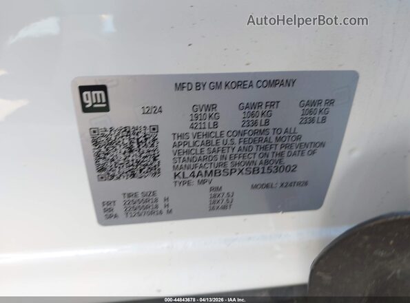 KL4AMBSPXSB153002 2025 BUICK ENCORE White ძრავის განყოფილების ხედი