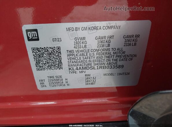 KL4AMDSL1RB033589 2024 BUICK ENCORE Orange Engine compartment view