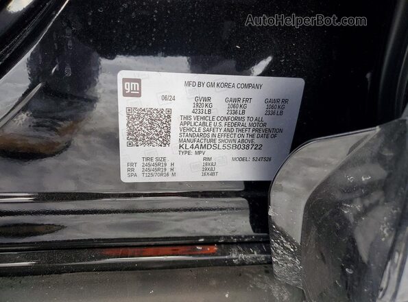 KL4AMDSL5SB038722 2025 BUICK ENCORE Black VIN կոդի պիտակի տեսք