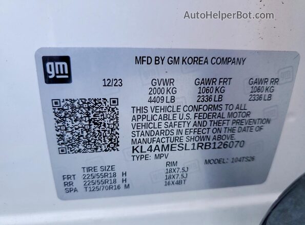 KL4AMESL1RB126070 2024 BUICK ENCORE White Widok wnętrza 360 stopni
