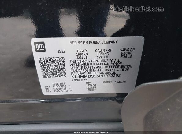 KL4MMBS25PB072398 2023 BUICK ENCORE Black ძრავის განყოფილების ხედი