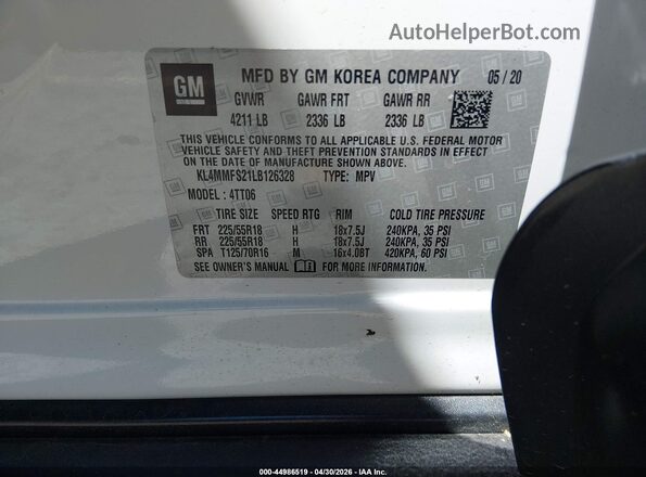 KL4MMFS21LB126328 2020 BUICK ENCORE Белый 
