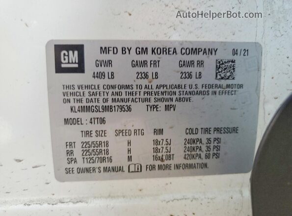 KL4MMGSL9MB179536 2021 BUICK ENCORE White 360 interior view