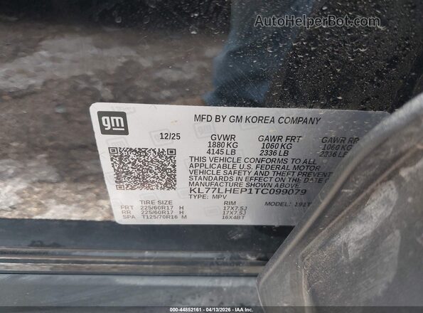 KL77LHEP1TC099079 2026 CHEVROLET TRAX Черный 