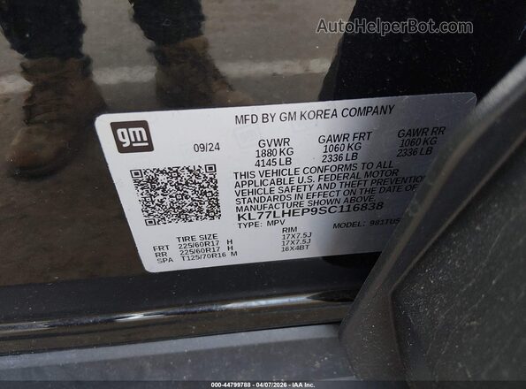 KL77LHEP9SC116838 2025 CHEVROLET TRAX Black Engine compartment view