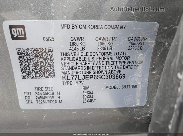 KL77LJEP6SC303669 2025 CHEVROLET TRAX Silver 