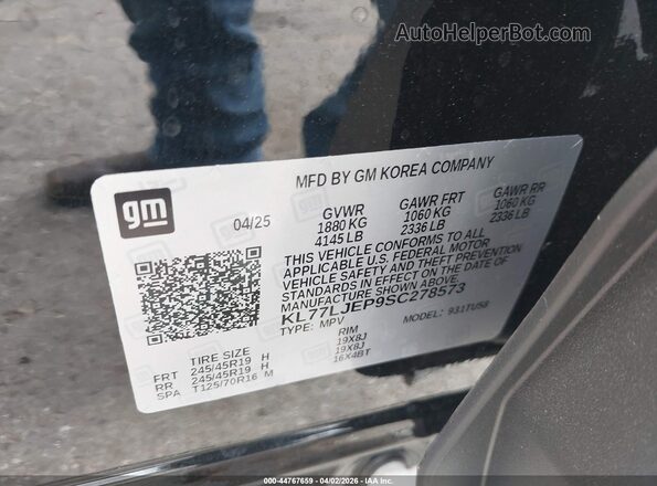 KL77LJEP9SC278573 2025 CHEVROLET TRAX Black 