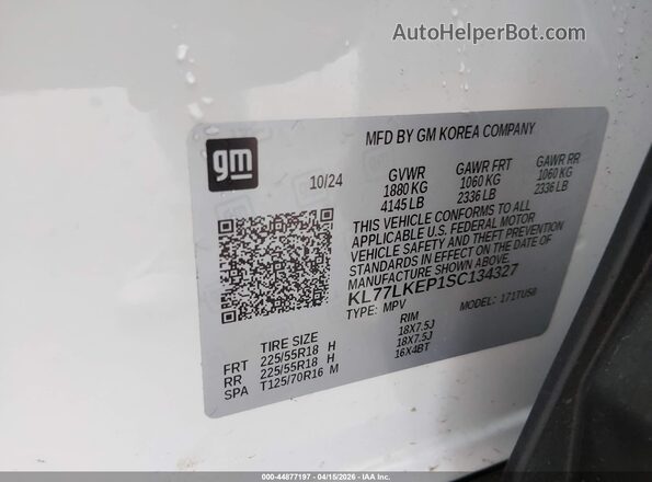 KL77LKEP1SC134327 2025 CHEVROLET TRAX Белый Вид подкапотного пространства