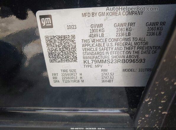 KL79MMS23RB096593 2024 CHEVROLET TRAILBLAZER Черный Вид подкапотного пространства