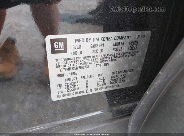 KL79MMS26MB032735 2021 CHEVROLET TRAILBLAZER Black Vista del compartimento del motor