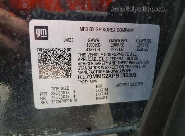 KL79MMS2XPB186501 2023 CHEVROLET TRAILBLAZER Black 