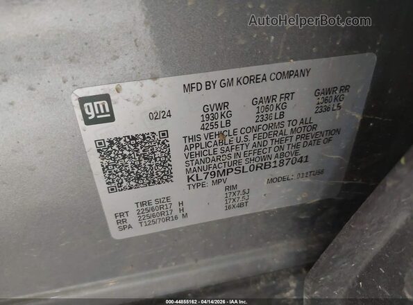 KL79MPSL0RB187041 2024 CHEVROLET TRAILBLAZER Gray Շարժիչի բաժամունքի տեսք