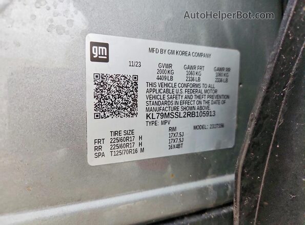 KL79MSSL2RB105913 2024 CHEVROLET TRAILBLAZER Серый Панорамный вид салона 360°