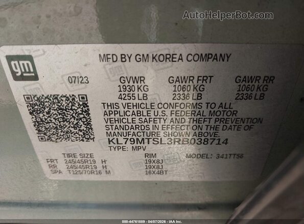 KL79MTSL3RB038714 2024 CHEVROLET TRAILBLAZER Зеленый Вид подкапотного пространства