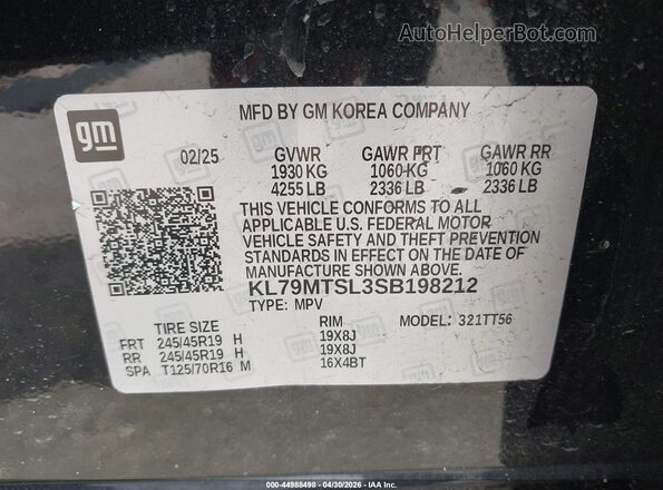 KL79MTSL3SB198212 2025 CHEVROLET TRAILBLAZER Black ძრავის განყოფილების ხედი