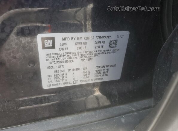 KL7CJPSB2MB354756 2021 CHEVROLET TRAX Black 