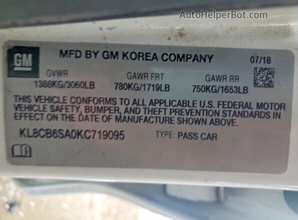 KL8CB6SA0KC719095 2019 CHEVROLET SPARK Белый 