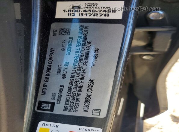 KL8CB6SA1JC428541 2018 CHEVROLET SPARK Угольный Вид наклейки с VIN-кодом