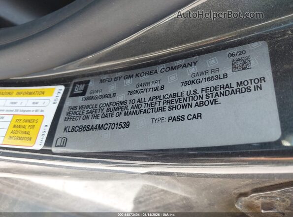 KL8CB6SA4MC701539 2021 CHEVROLET SPARK Black 