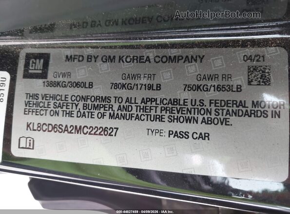KL8CD6SA2MC222627 2021 CHEVROLET SPARK Black Widok komory silnika