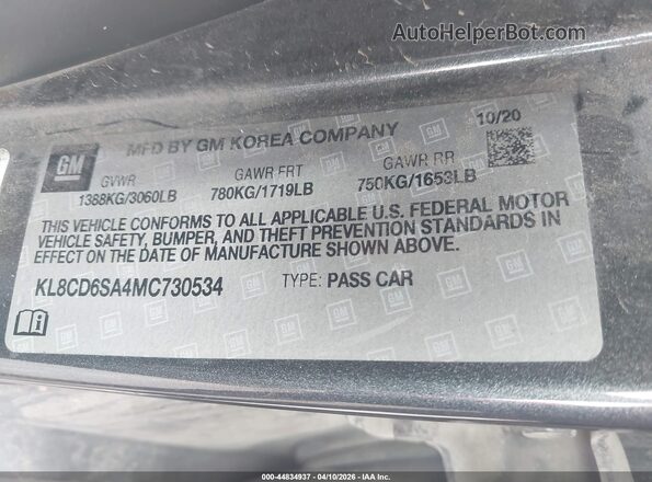 KL8CD6SA4MC730534 2021 CHEVROLET SPARK Gray Widok komory silnika