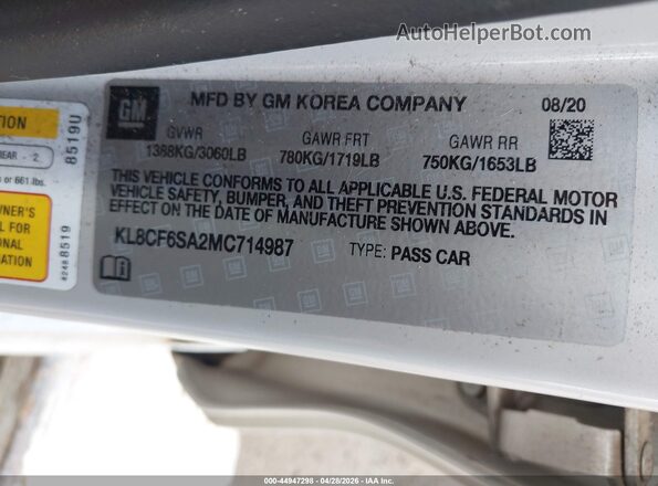 KL8CF6SA2MC714987 2021 CHEVROLET SPARK White Вид підкапотного простору