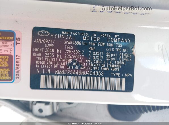 KM8J23A49HU404853 2017 HYUNDAI TUCSON Белый Вид подкапотного пространства