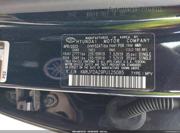 KM8JFDA29PU125085 2023 HYUNDAI TUCSON PLUG-IN HYBRID Black Շարժիչի բաժամունքի տեսք