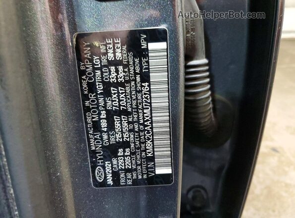 KM8K2CAAXMU723764 2021 HYUNDAI KONA Серый Вид подкапотного пространства