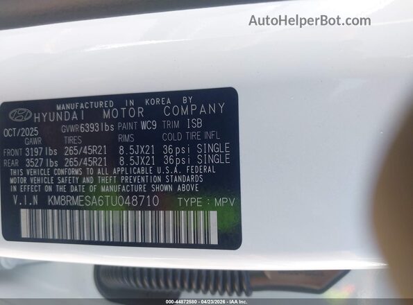 KM8RMESA6TU048710 2026 HYUNDAI PALISADE HEV Белый Вид подкапотного пространства