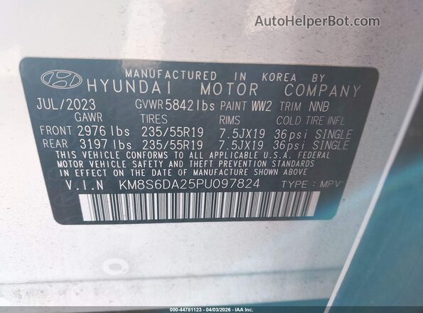 KM8S6DA25PU097824 2023 HYUNDAI SANTA FE PLUG-IN HYBRID White Вид підкапотного простору