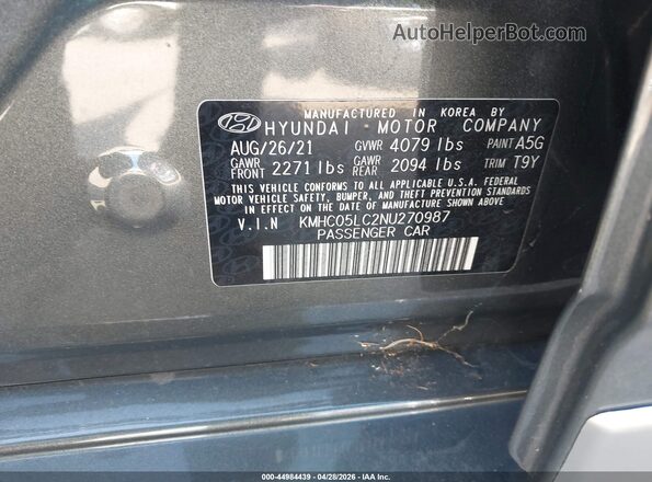 KMHC05LC2NU270987 2022 HYUNDAI IONIQ HYBRID Gray ძრავის განყოფილების ხედი