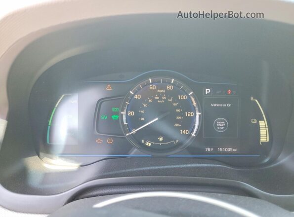 KMHC65LC0HU049570 2017 HYUNDAI IONIQ White Instrument cluster view