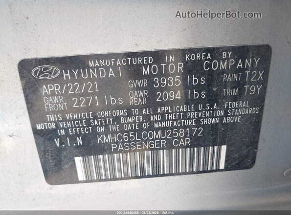 KMHC65LC0MU258172 2021 HYUNDAI IONIQ HYBRID Silver Вид підкапотного простору