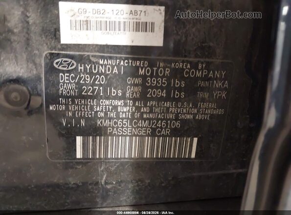 KMHC65LC4MU246106 2021 HYUNDAI IONIQ HYBRID Black Вид підкапотного простору