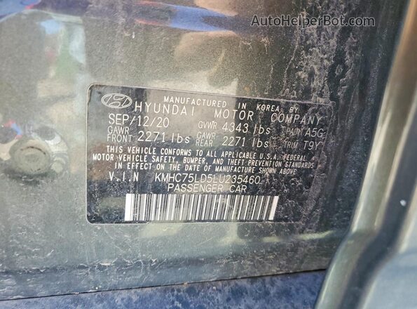 KMHC75LD5LU235460 2020 HYUNDAI IONIQ Charcoal Вид підкапотного простору