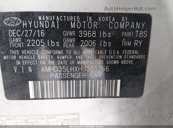 KMHD35LHXHU381766 2017 HYUNDAI ELANTRA GT Silver 