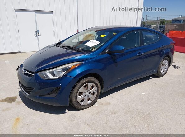 KMHDH4AE8GU545180 2016 HYUNDAI ELANTRA Blue წინა მარცხენა ხედი სამი მეოთხედიდან