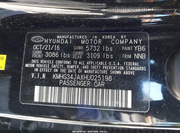 KMHG34JAXHU025198 2017 GENESIS G90 Черный Вид подкапотного пространства