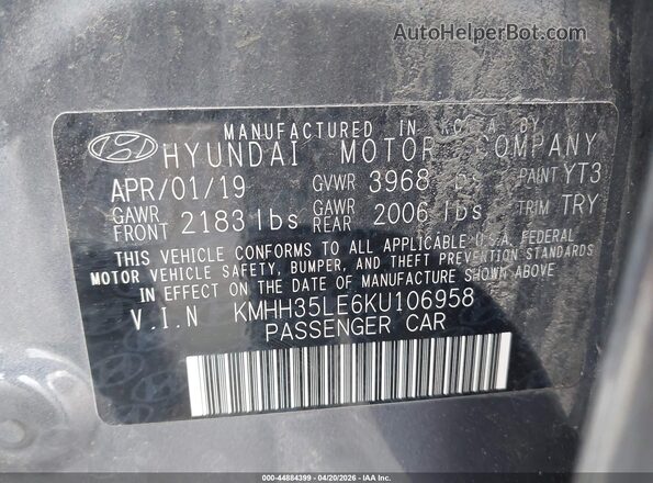 KMHH35LE6KU106958 2019 HYUNDAI ELANTRA GT Gray Շարժիչի բաժամունքի տեսք